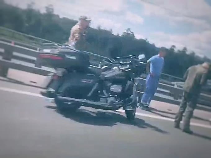 ДТП с мотоциклом на эстакаде у Селятино 5 июля