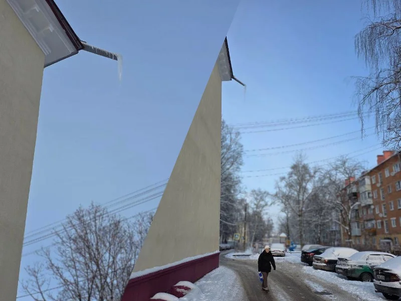 Незавершённый ремонт кровли создал опасные сосульки в центре Наро-Фоминска